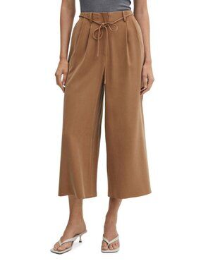 Mango Tie Belt Wide Leg Pants Wideleg Cropped Culottes Mid Calf Gaucho Long